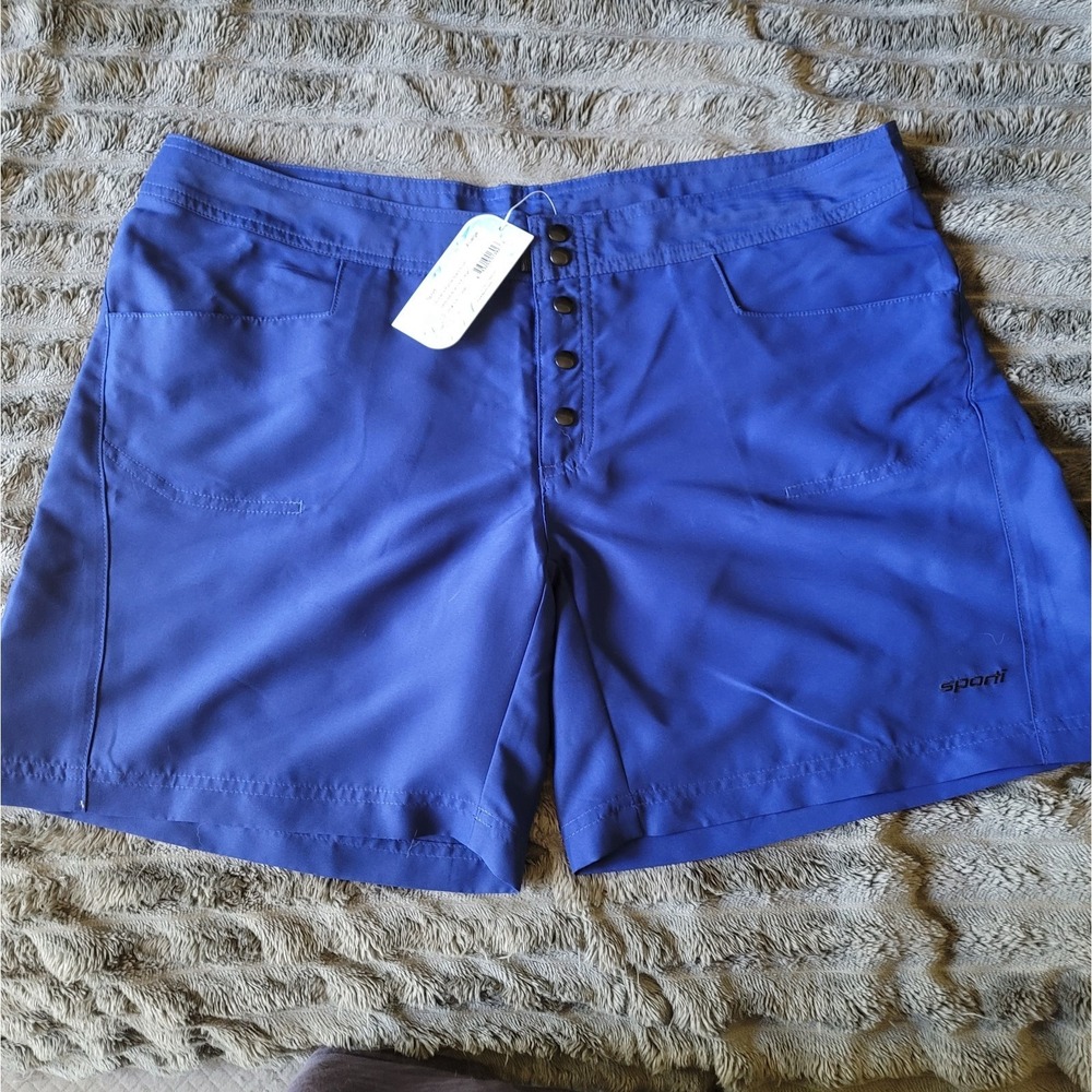 Sporti Swim Shorts Blue Women's XL Snap Board Shorts Front & Back Lined Pockets